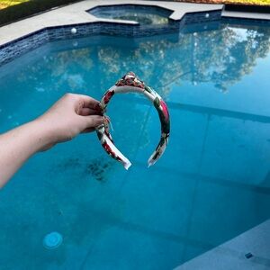 Vibrant Floral Headband with Red and Green